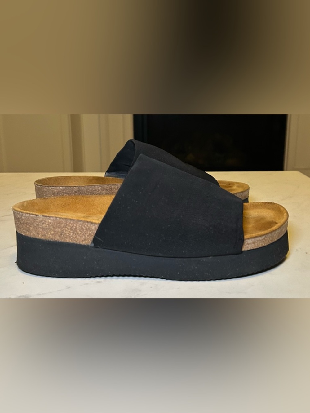 Naot tampa platform sandal y2k elastic stretch slides slip on cork bed black 39 - Picture 4 of 8